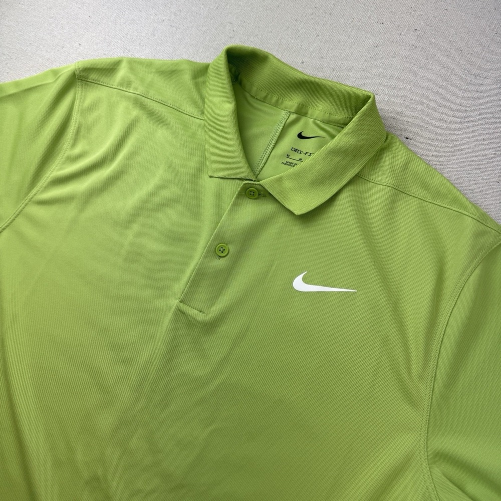 Nike Dri-FIT Polo Shirt Mens Medium Green Short Sleeve Golf Athletic Swoosh